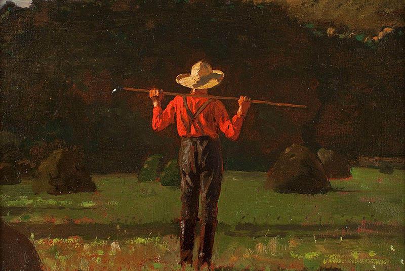 Winslow Homer Farmer with a Pitchfork, oil on board painting by Winslow Homer China oil painting art